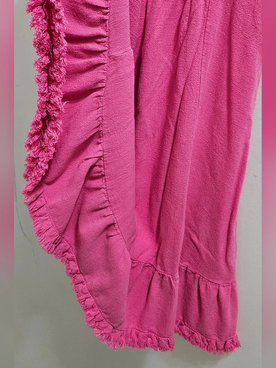 Umgee Pink V-Neck Ruffle Hem Mini Dress - Picture 7 of 8